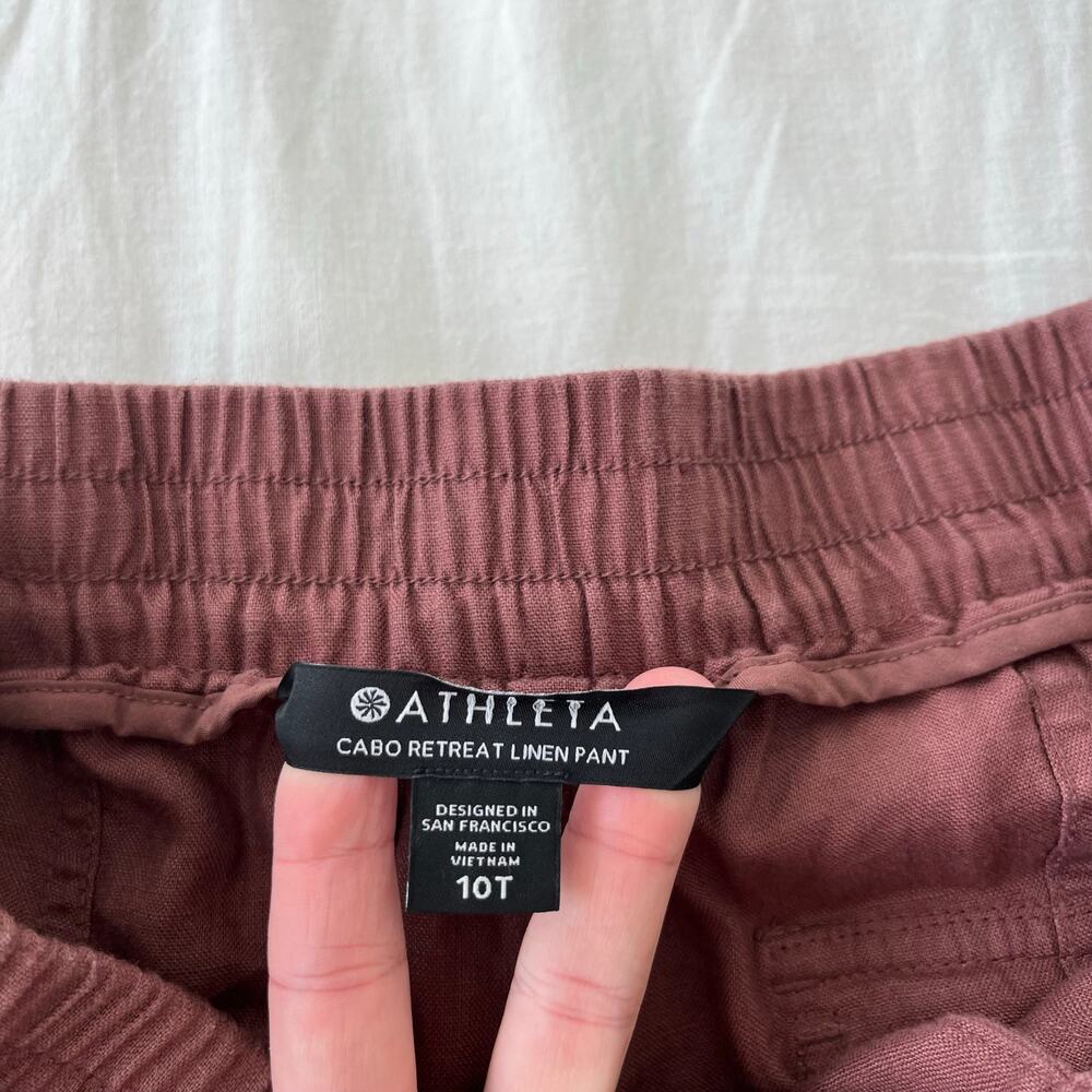 Athleta NWT Cabo Retreat Linen Hearth Rose Pink Pant Size 10 Tall - Picture 11 of 13